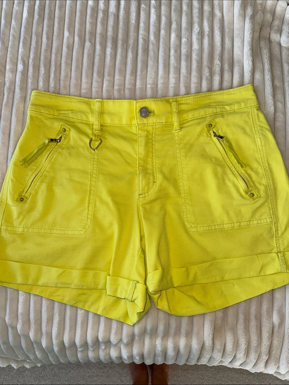 White House Black Market Pret a play Neon Yellow High-Waist Shorts size 4 - Picture 4 of 8